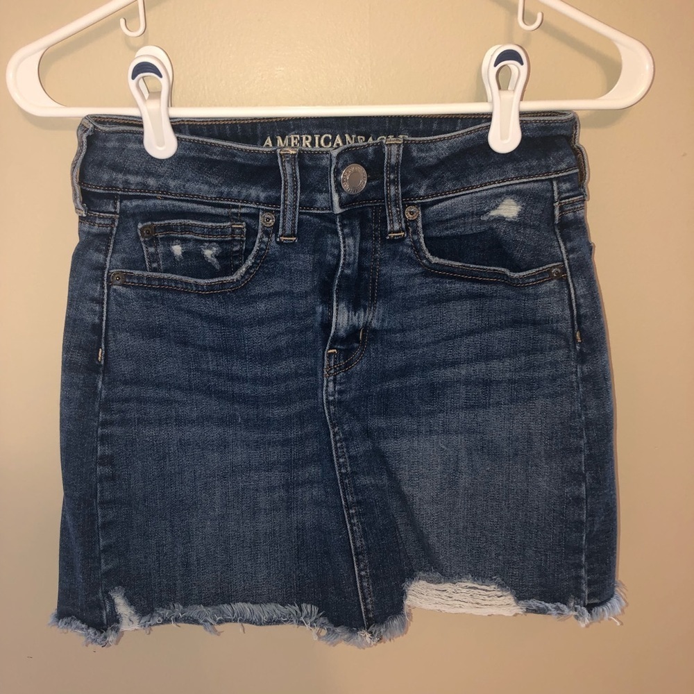 American Eagle Distressed Hem Super Stretch Mini Skirt - Picture 2 of 5